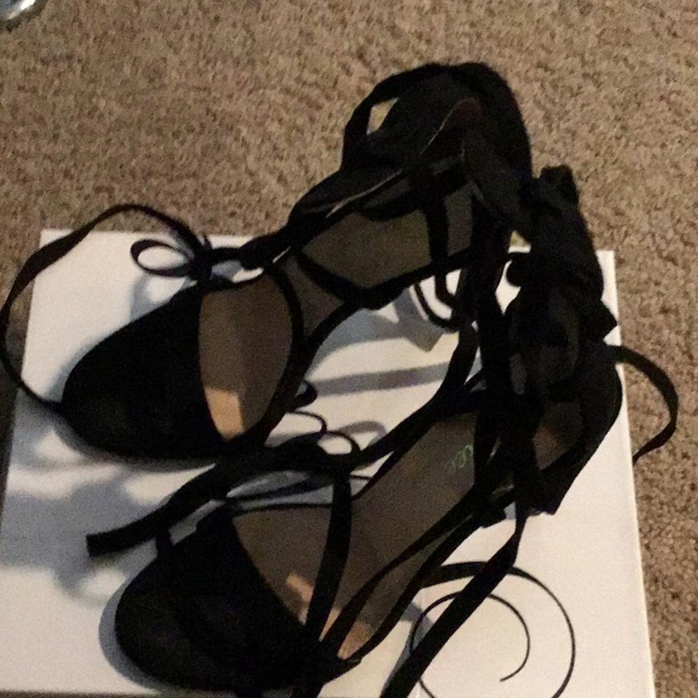 Black lace up heels